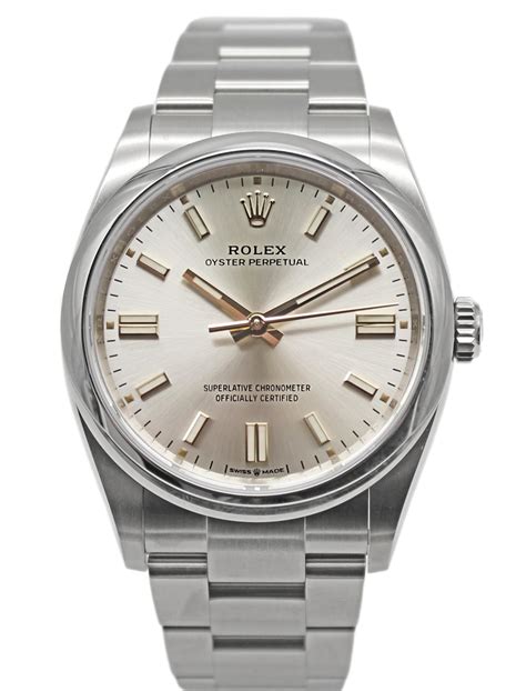 rolex oyster perpetual 36mm silver.